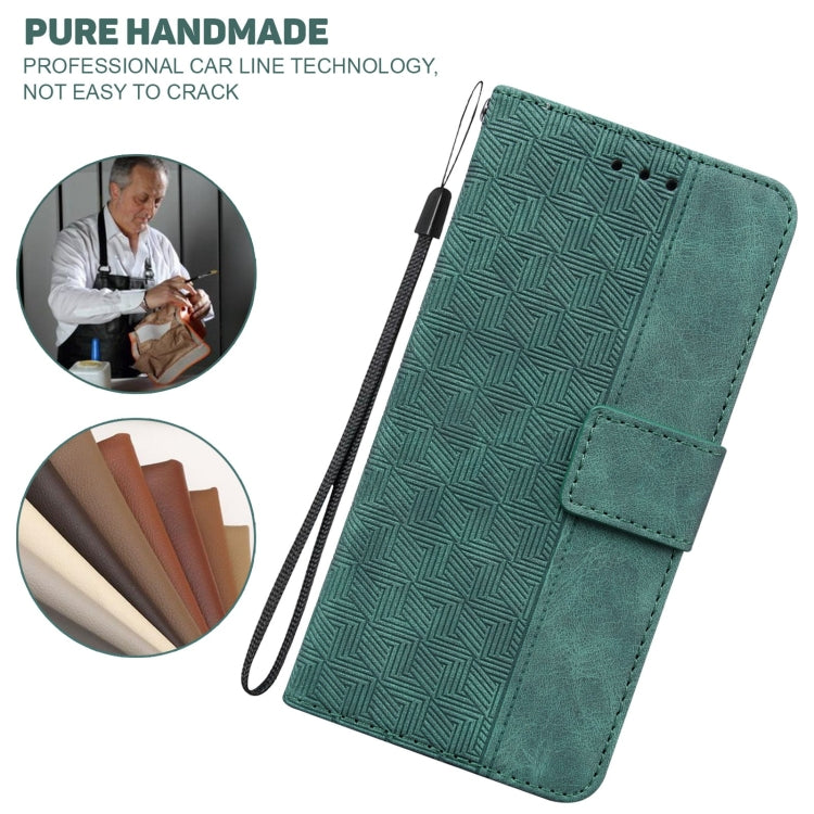 For OnePlus 10 Pro 5G Geometric Embossed Leather Phone Case(Green) by buy2fix