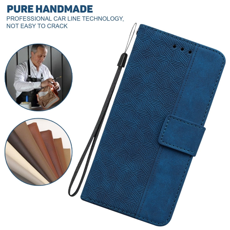 For OPPO Reno6 Pro 5G Geometric Embossed Leather Phone Case(Blue) by buy2fix