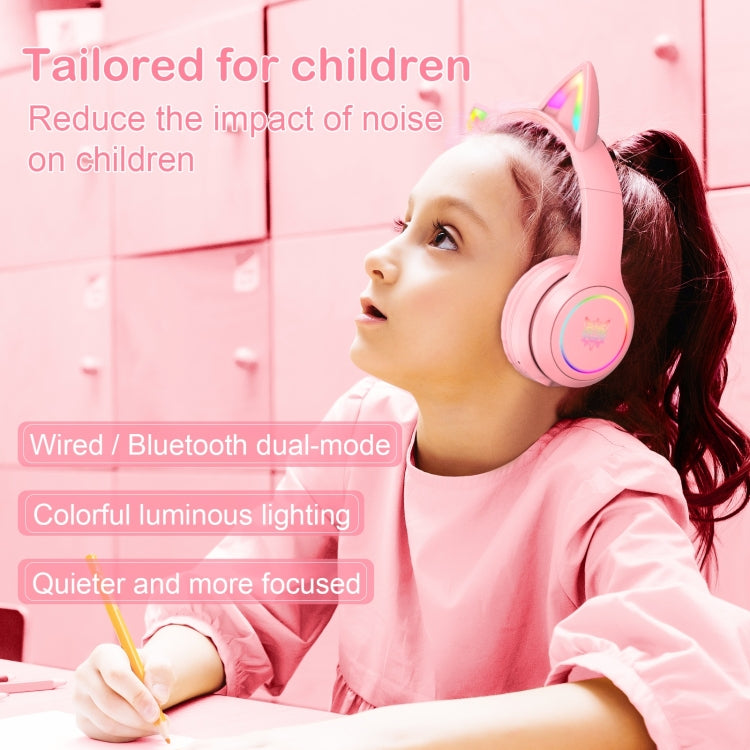 ONIKUMA B90 RGB Lighting Wireless Bluetooth Headphone (Pink) by ONIKUMA