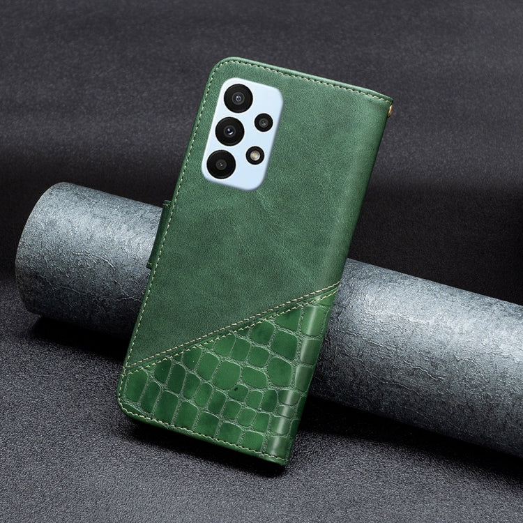 For Samsung Galaxy A23 5G Matching Color Crocodile Texture Leather Phone Case(Green) by buy2fix