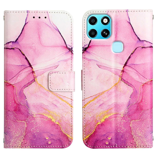 For Infinix Smart 6 PT003 Marble Pattern Flip Leather Phone Case(Pink Purple Gold LS001) by buy2fix