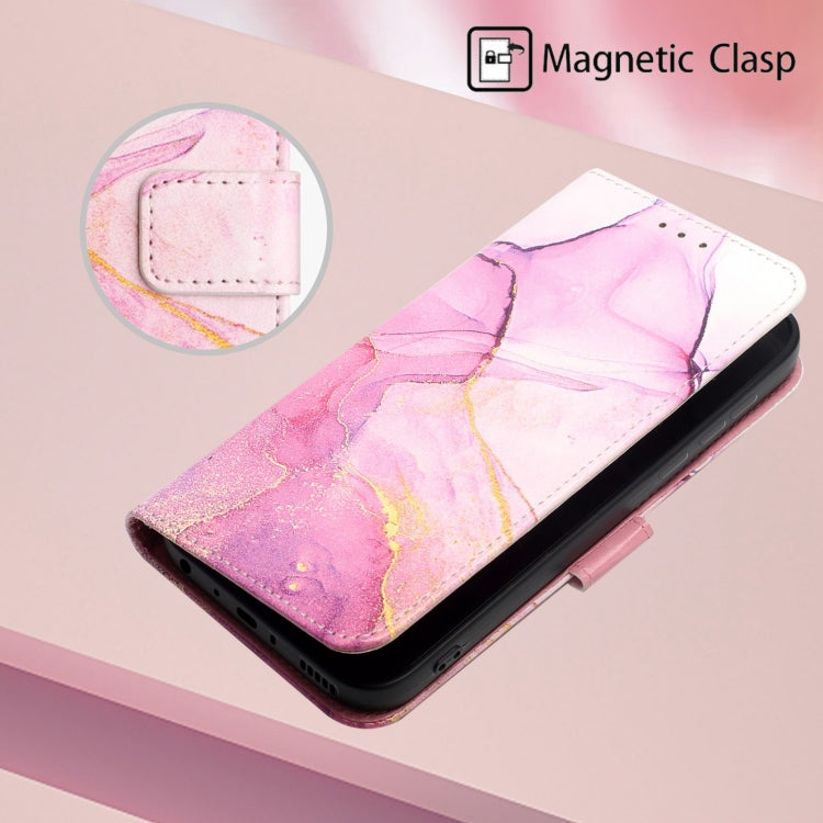For Infinix Smart 6 PT003 Marble Pattern Flip Leather Phone Case(Pink Purple Gold LS001) by buy2fix