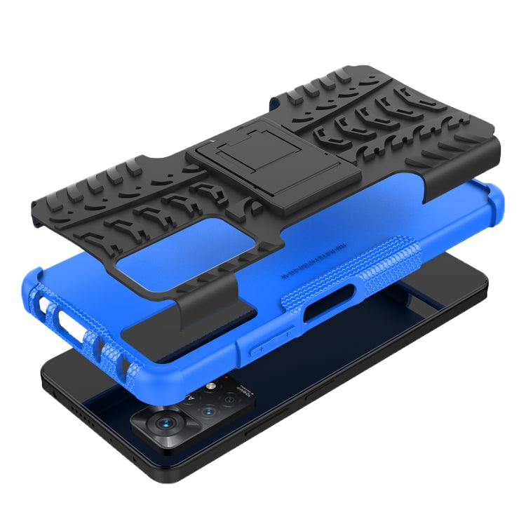 For Xiaomi Redmi Note 11 Pro 5G International Version Tire Texture Shockproof TPU+PC Phone Case with Holder(Blue) by buy2fix