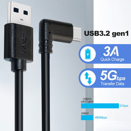 USB Male to USB 3.2 Gen1 Type-C Elbow VR Link Cable For Oculus Quest 1 / 2, Cable Length:3m(Black) by buy2fix