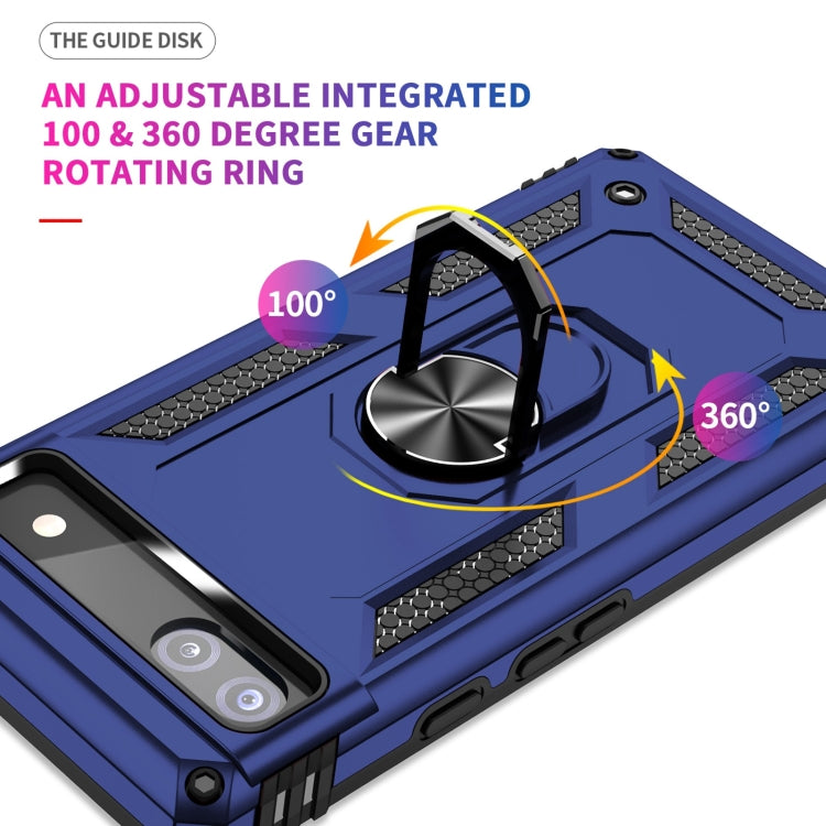 For Google Pixel 6A Shockproof TPU + PC Protective Case with 360 Degree Rotating Holder(Blue) by buy2fix