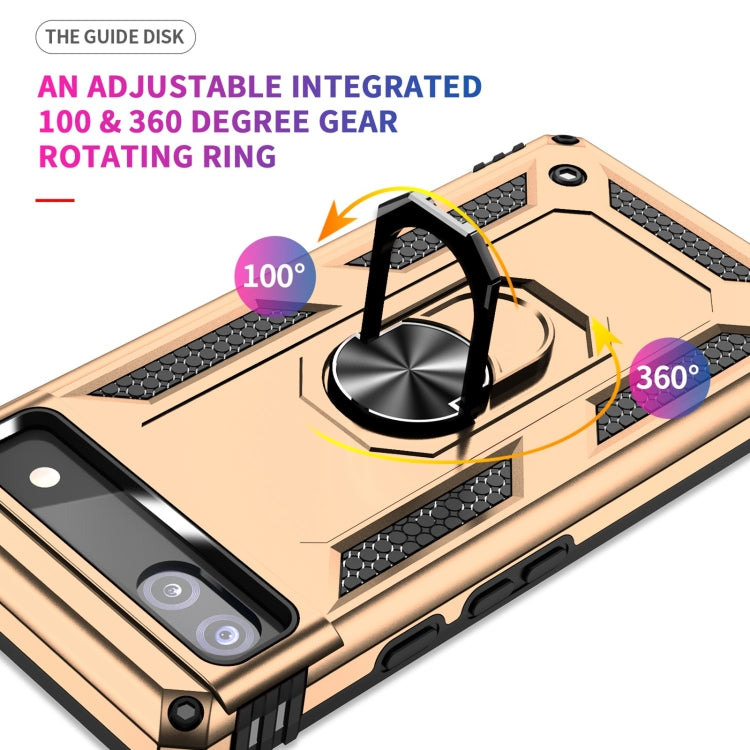 For Google Pixel 6A Shockproof TPU + PC Protective Case with 360 Degree Rotating Holder(Gold) by buy2fix