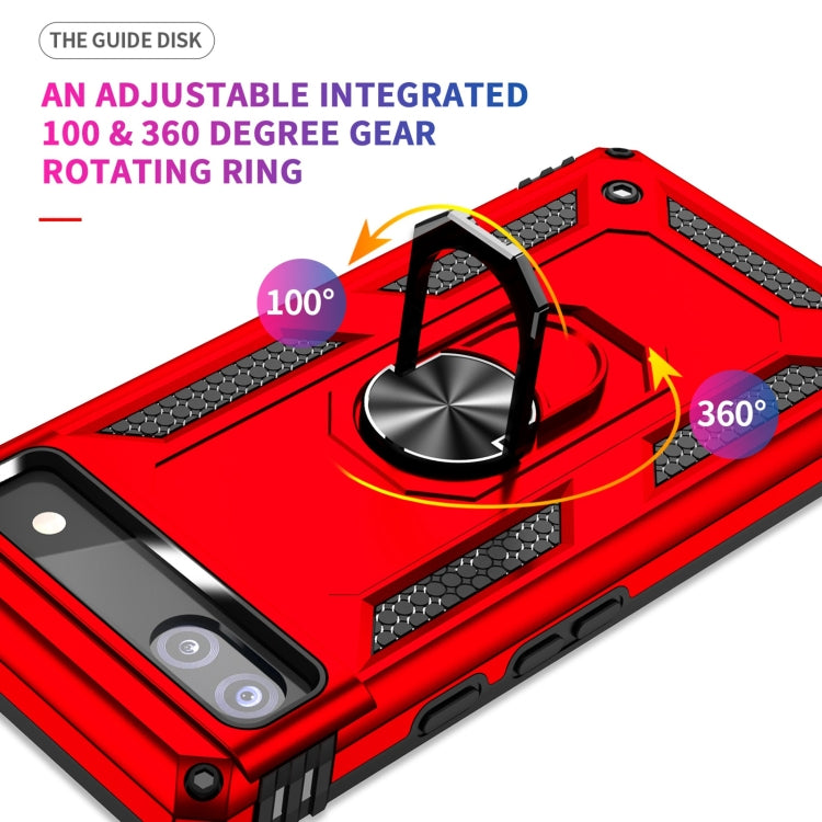 For Google Pixel 6A Shockproof TPU + PC Protective Case with 360 Degree Rotating Holder(Red) by buy2fix