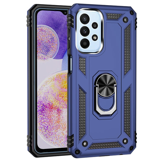 For Samsung Galaxy A23 Shockproof TPU + PC Phone Case with Holder(Blue) by buy2fix