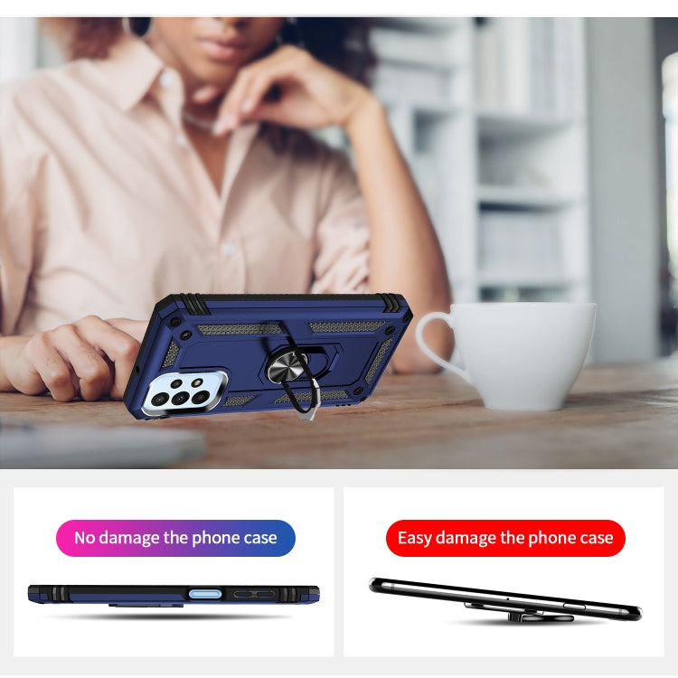 For Samsung Galaxy A23 Shockproof TPU + PC Phone Case with Holder(Blue) by buy2fix