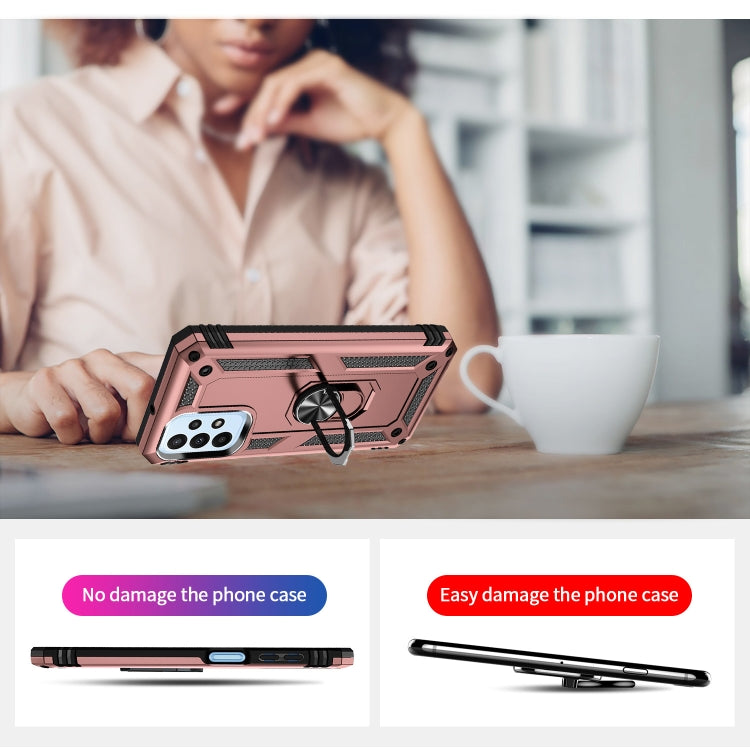 For Samsung Galaxy A23 Shockproof TPU + PC Phone Case with Holder(Rose Gold) by buy2fix