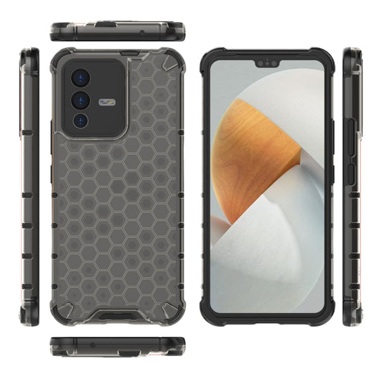 For vivo S12 / V23 5G Shockproof Honeycomb PC + TPU Phone Case(Black) by buy2fix