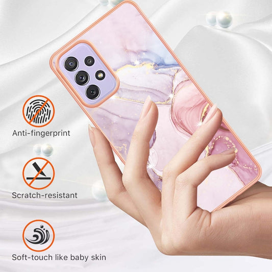 For Samsung Galaxy A23 4G / 5G Electroplating Marble Pattern Dual-side IMD TPU Phone Case(Rose Gold 005) by buy2fix