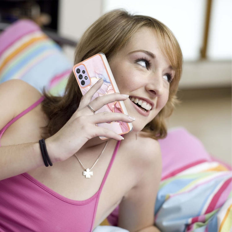 For Samsung Galaxy A23 4G / 5G Electroplating Marble Pattern Dual-side IMD TPU Phone Case(Rose Gold 005) by buy2fix