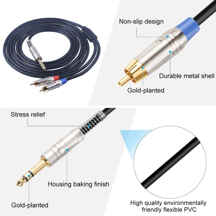 6.35mm Male to Dual RCA Male Audio Cable, Cable Length:3m by buy2fix