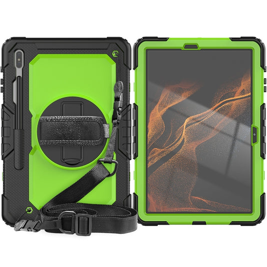 For Samsung Galaxy Tab S8+ 12.4 inch SM-X800 Silicone + PC Tablet Case(Black+Yellow Green) by buy2fix