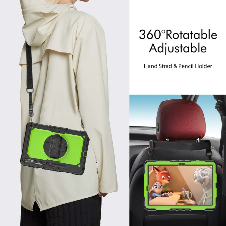 For Samsung Galaxy Tab S8+ 12.4 inch SM-X800 Silicone + PC Tablet Case(Black+Yellow Green) by buy2fix