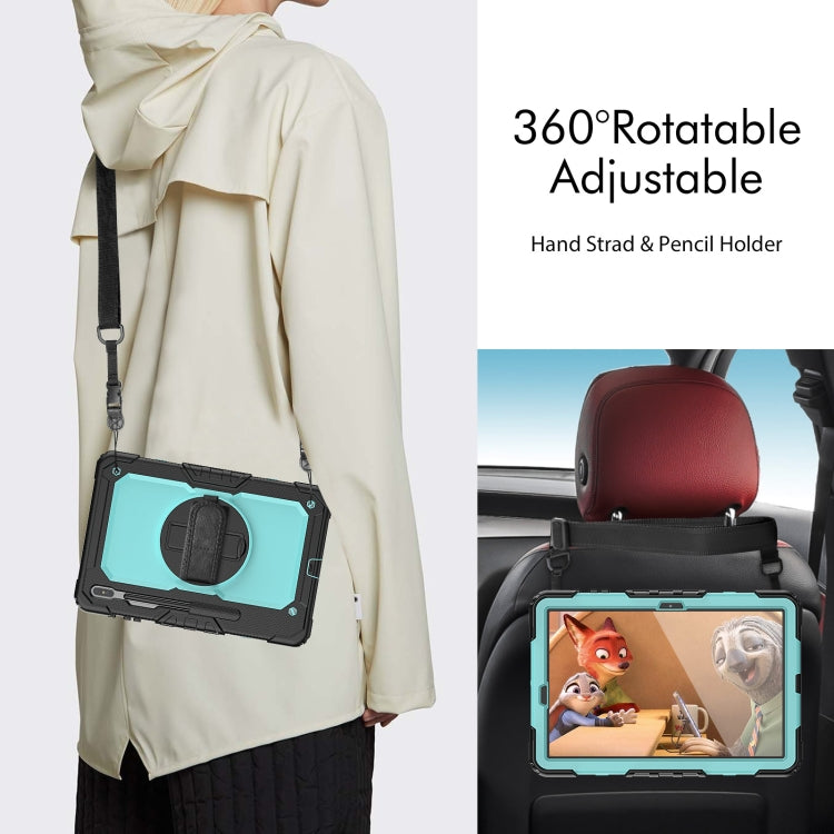 For Samsung Galaxy Tab S8+ 12.4 inch SM-X800 Silicone + PC Tablet Case(Black+Light Blue) by buy2fix