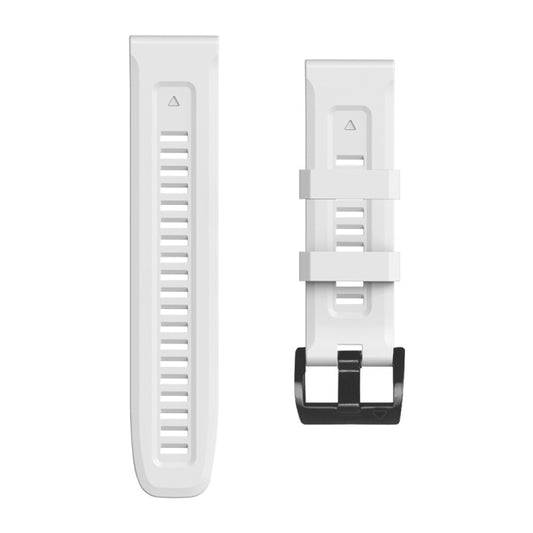 For Garmin Fenix 7 / 6 Pro / 5 Plus 22mm Black Buckle Silicone Watch Band(White) by buy2fix