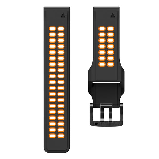 For Garmin Fenix 6X Quick Release Double Row Silicone Watch Band(Black Orange) by buy2fix