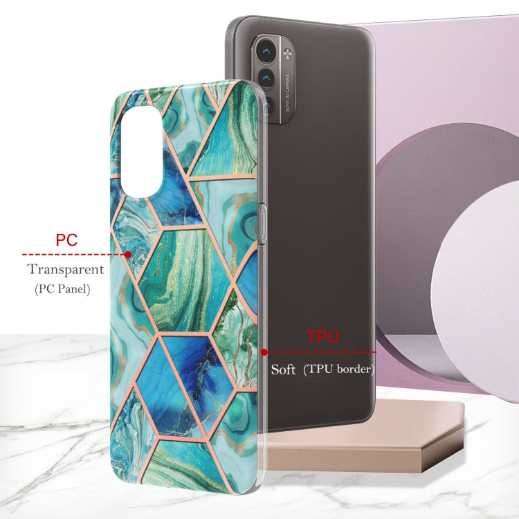 For Nokia G21 / G11 Electroplating IMD Splicing Marble TPU Phone Case(Green) by buy2fix