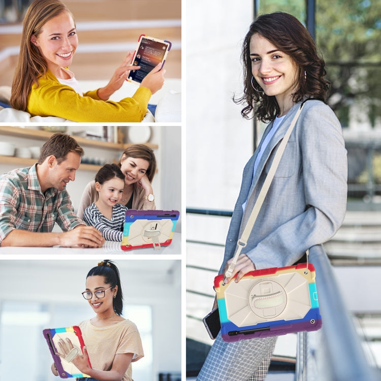 For Samsung Galaxy Tab S8+ 12.4 inch SM-X800 / SM-X806 Contrast Color Robot Shockproof Silicone + PC Tablet Case(Colorful Red) by buy2fix