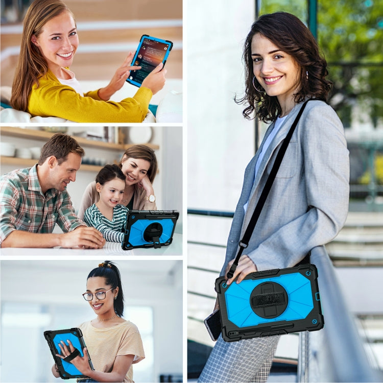 For Samsung Galaxy Tab S8+ 12.4 inch SM-X800 / SM-X806 Contrast Color Robot Shockproof Silicone + PC Tablet Case(Black+Blue) by buy2fix