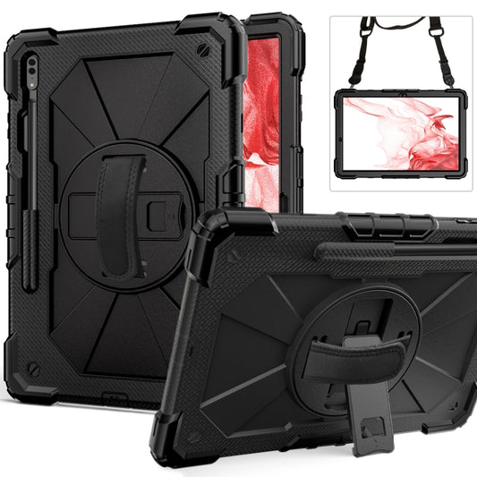 For Samsung Galaxy Tab S8+ 12.4 inch SM-X800 / SM-X806 Contrast Color Robot Shockproof Silicone + PC Tablet Case(Black) by buy2fix