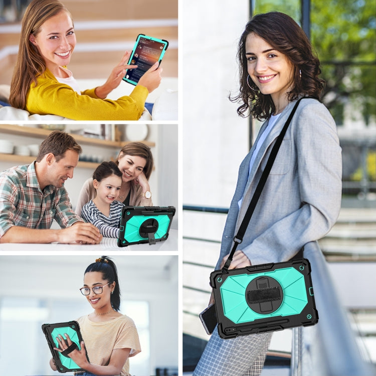 For Samsung Galaxy Tab S8+ 12.4 inch SM-X800 / SM-X806 Contrast Color Robot Shockproof Silicone + PC Tablet Case(Black+Aqua) by buy2fix