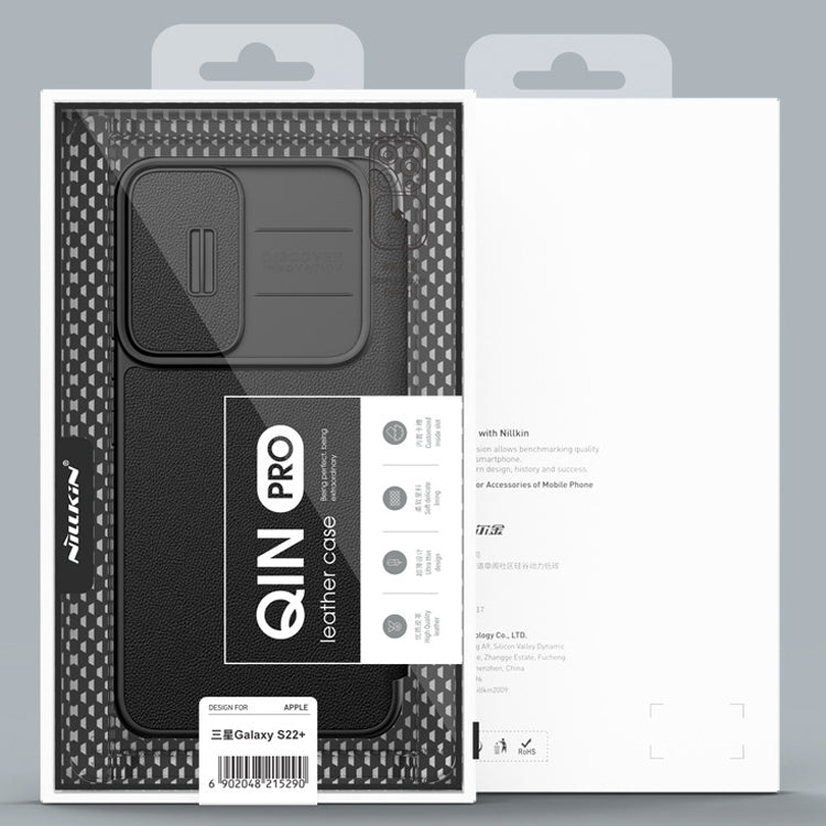 For Samsung Galaxy S22+ 5G NILLKIN QIN Series Pro Sliding Camera Cover Design Leather Phone Case(Blue) by NILLKIN