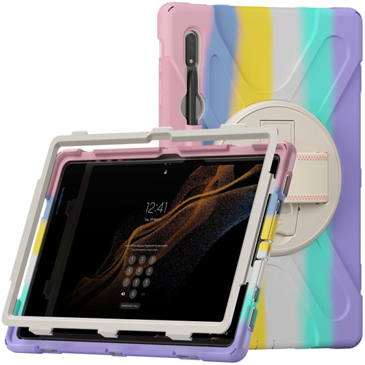 For Samsung Galaxy Tab S8 Ultra X900 Silicone + PC Tablet Protective Case(Colorful Pink) by buy2fix