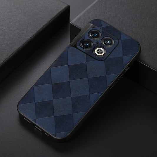 For OnePlus 10 Pro 5G Weave Plaid PU Phone Case(Blue) by buy2fix