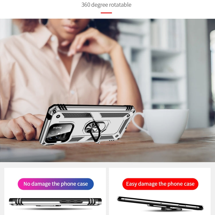 For Xiaomi Redmi 10C Shockproof TPU + PC Phone Case with 360 Degree Rotating Holder(Silver) by buy2fix