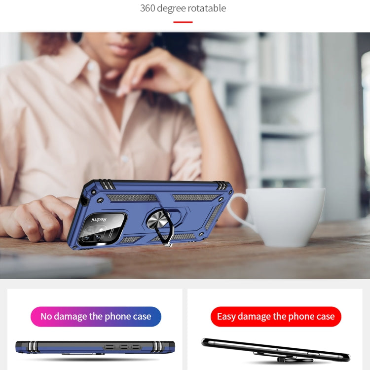 For Xiaomi Redmi 10C Shockproof TPU + PC Phone Case with 360 Degree Rotating Holder(Blue) by buy2fix