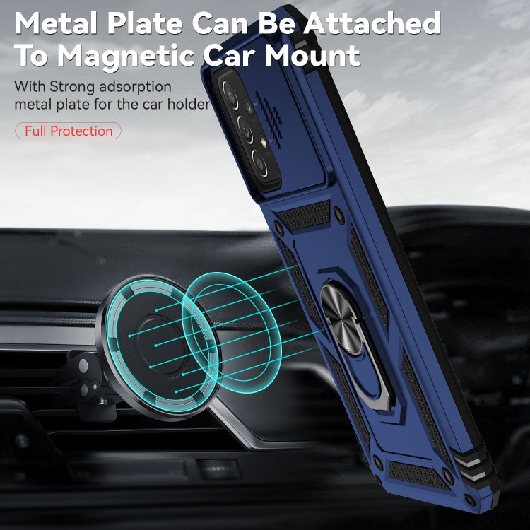 For Samsung Galaxy A73 5G Sliding Camshield Holder Phone Case(Blue) by buy2fix