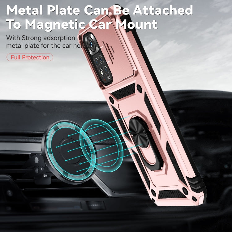 For Xiaomi Redmi Note 11 Global Sliding Camshield Holder Phone Case(Rose Gold) by buy2fix