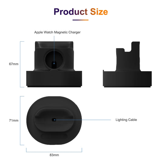 A001 3 In 1 Silicone Charging Holder for iPhone / iWatch / AirPods(Black) by buy2fix