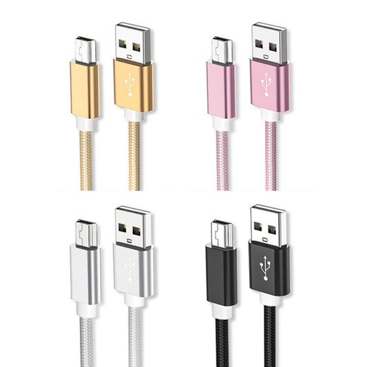 5 PCS Mini USB to USB A Woven Data / Charge Cable for MP3, Camera, Car DVR, Length:0.25m(Rose Gold) by buy2fix