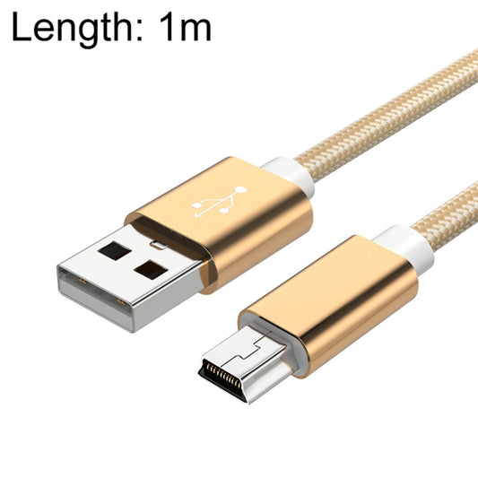 5 PCS Mini USB to USB A Woven Data / Charge Cable for MP3, Camera, Car DVR, Length:1m(Gold) - Camera Accessories by buy2fix | Online Shopping UK | buy2fix