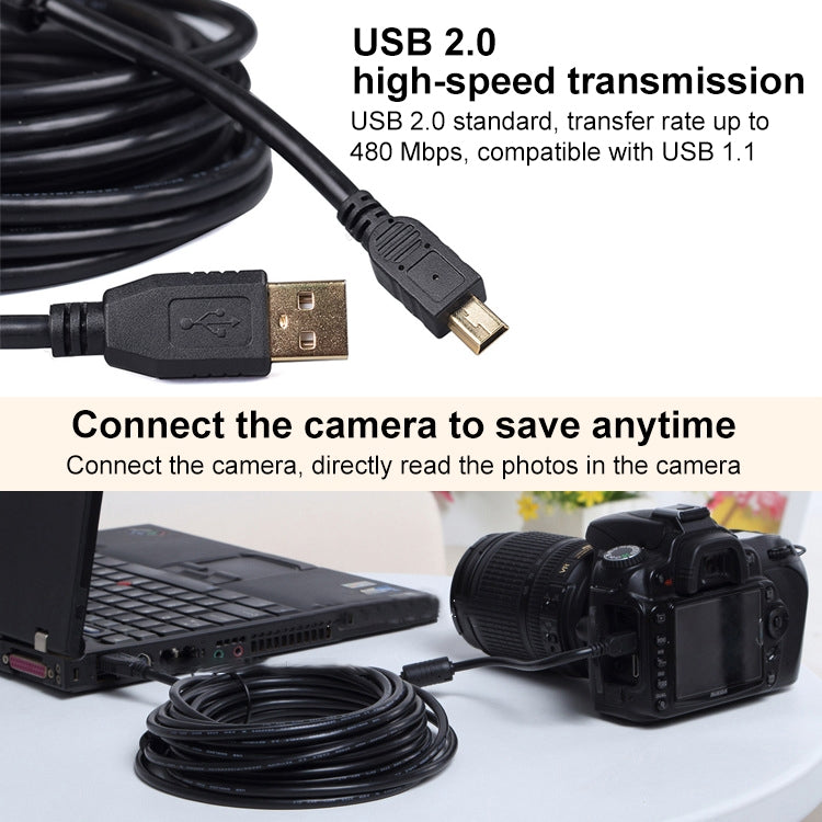 15m Mini 5 Pin to USB 2.0 Camera Extension Data Cable - Camera Accessories by buy2fix | Online Shopping UK | buy2fix