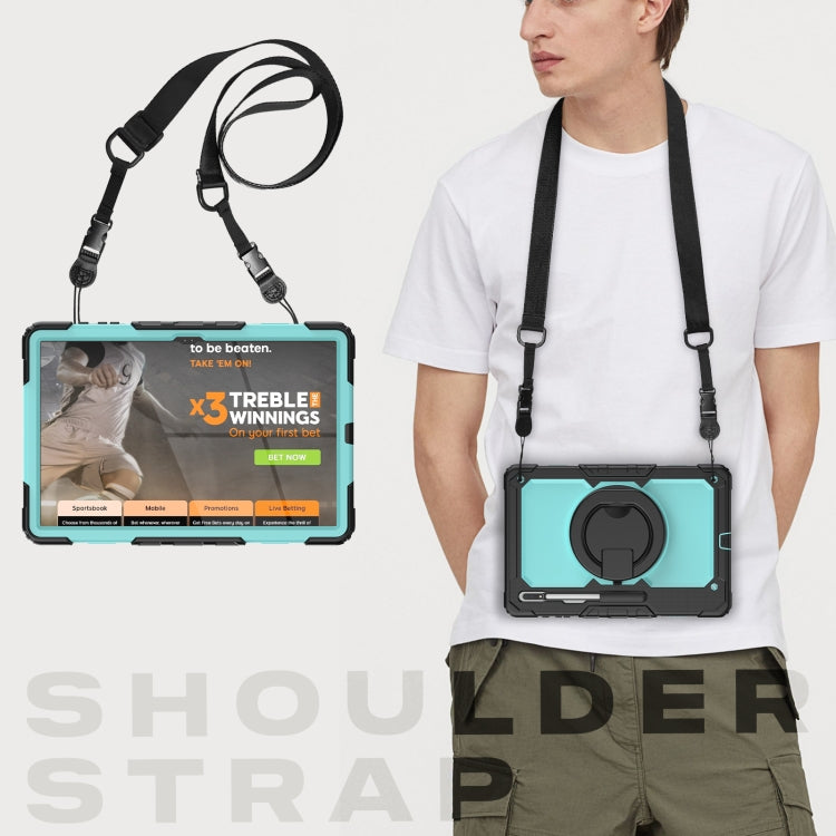 For Samsung Galaxy Tab S8 Ultra Shoulder Strap Silicone + PC Tablet Case(Light Blue) by buy2fix