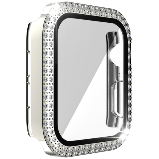 Double-Row Diamond PC+Tempered Glass Watch Case For Apple Watch Series 3&2&1 38mm(Silver) by buy2fix