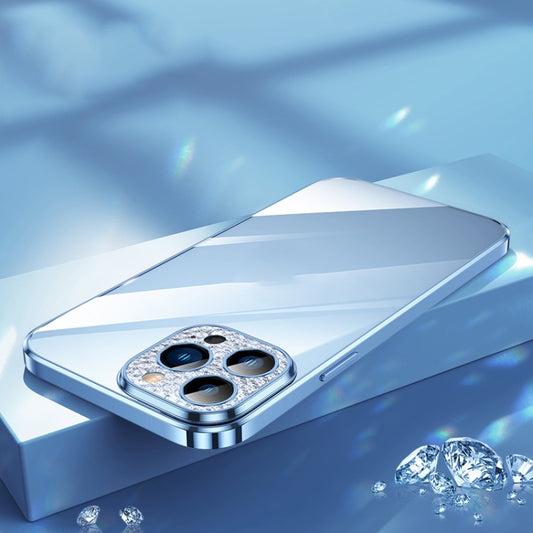 For iPhone 13 Pro Max SULADA Diamond Lens Protector Plated Frosted Case (Sierra Blue) by SULADA