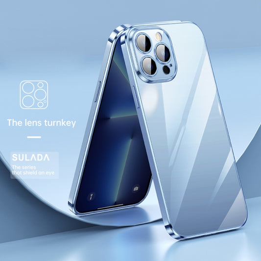 For iPhone 12 Pro Max SULADA Lens Protector Plated Clear Case(Sierra Blue) by SULADA