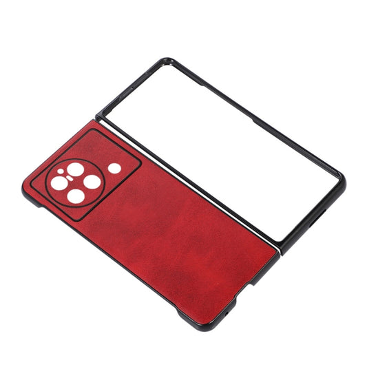 For vivo X Fold Accurate Hole Two-color Calf Texture PU Phone Case(Red) by buy2fix