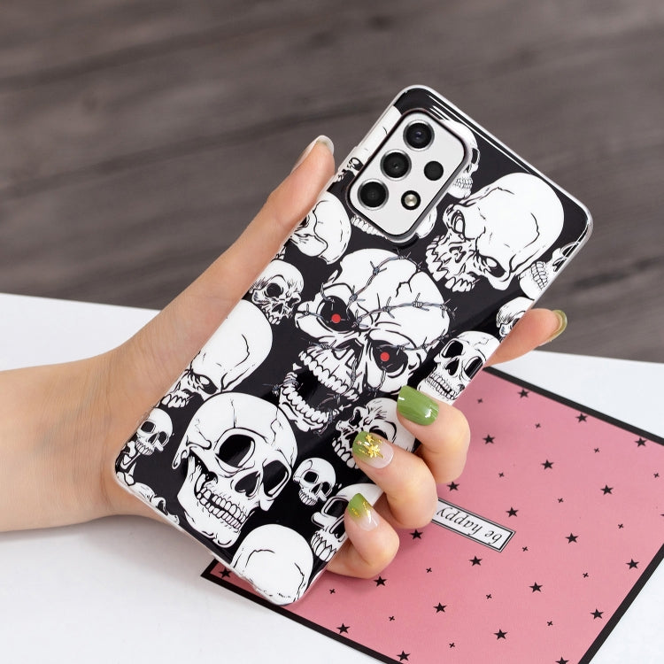 For Samsung Galaxy A13 4G Luminous TPU Protective Phone Case(Skull) by buy2fix