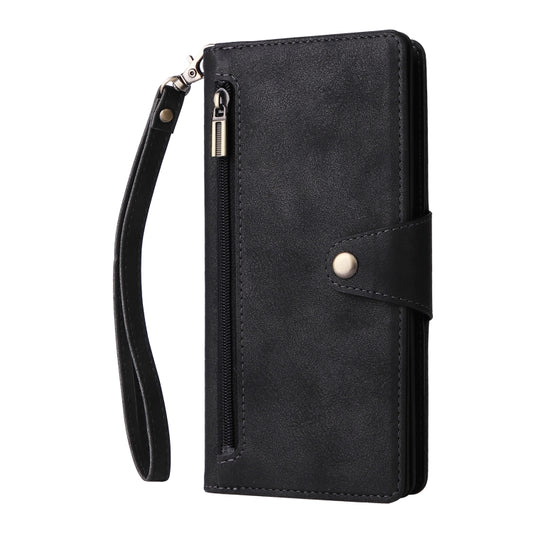 For Samsung Galaxy A32 4G Rivet Buckle 9 Cards Three Fold Leather Phone Case(Black) by buy2fix