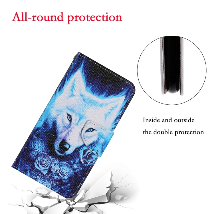 For Samsung Galaxy A13 Coloured Drawing Pattern Leather Phone Case(Rose Wolf) by buy2fix