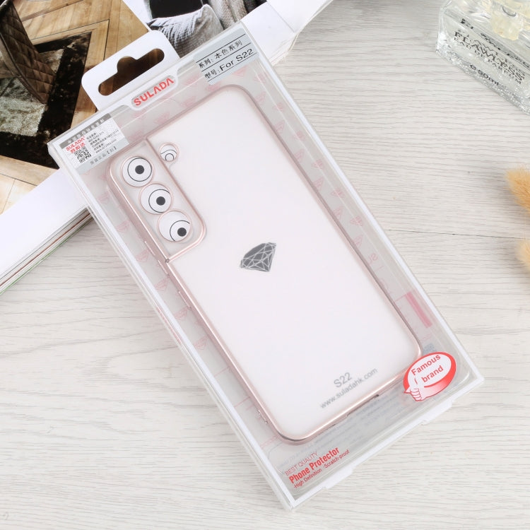 For Samsung Galaxy S22 5G SULADA Electroplating Shockproof Ultra-thin Matte TPU Phone Case(Pink) by SULADA