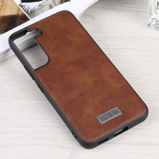 For Samsung Galaxy S22 5G SULADA Shockproof TPU + Handmade Leather Phone Case(Brown) by SULADA
