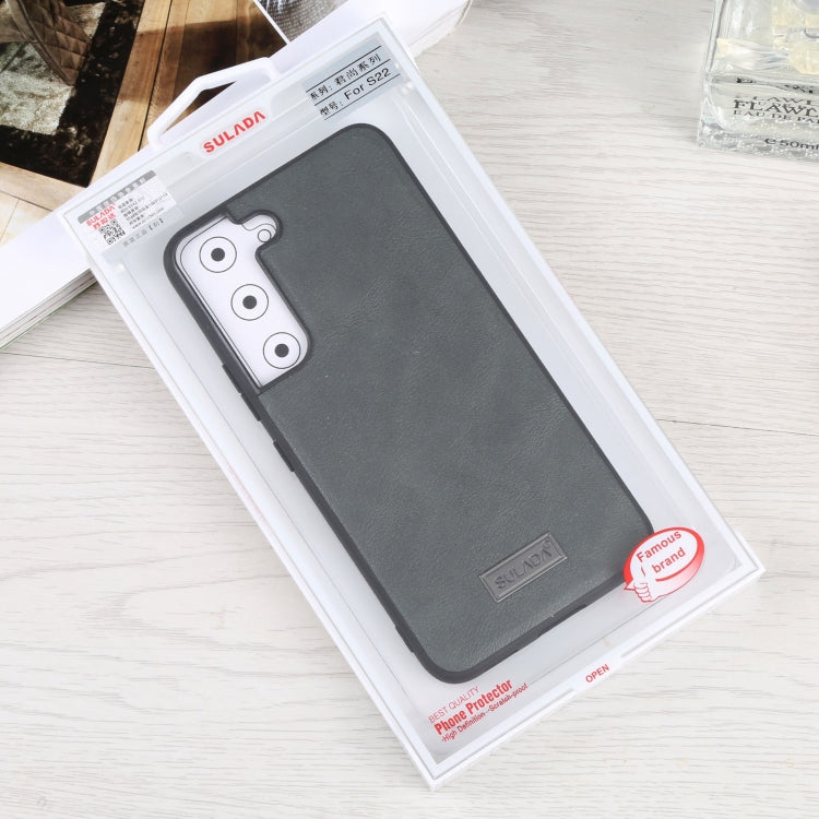 For Samsung Galaxy S22 5G SULADA Shockproof TPU + Handmade Leather Phone Case(Green) by SULADA